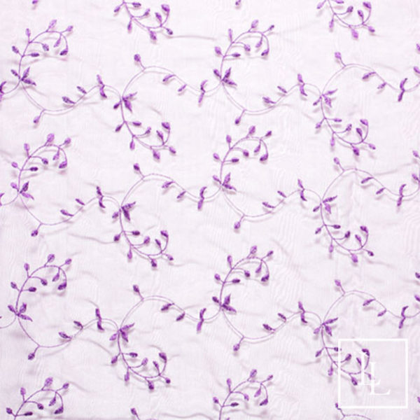 Purple Embroidered Vine Sheer