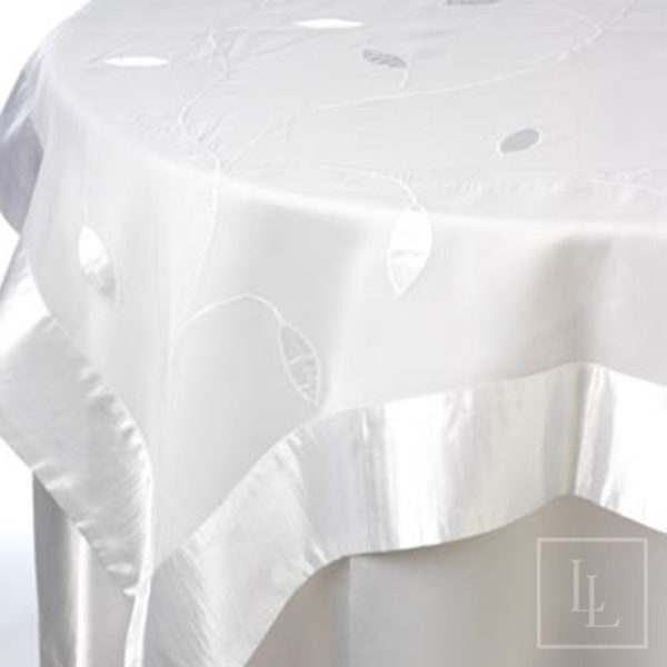 White Sheer with White Leaf Applique