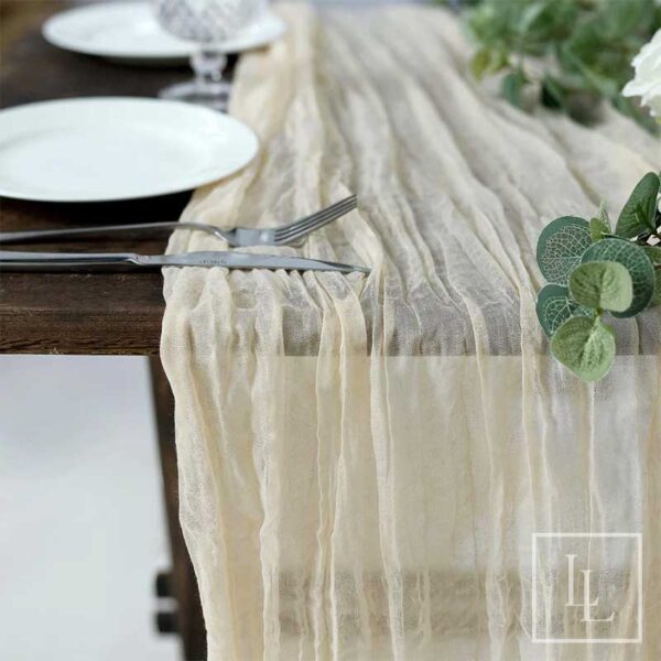 Beige Cheesecloth Table Runner
