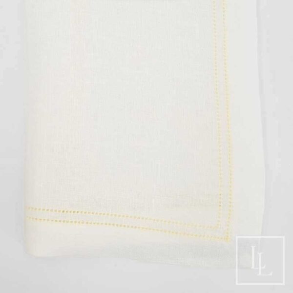 Ivory Double Hem with Yellow Thread Napkin