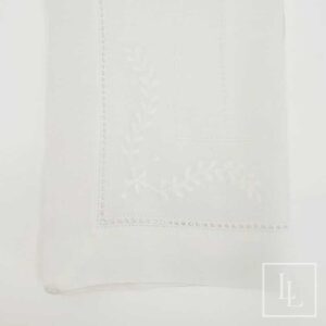White Floral Corner Hemstitch Napkin
